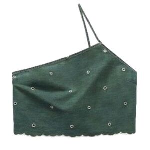 Zara Forest Green Asymmetrical Strap Top